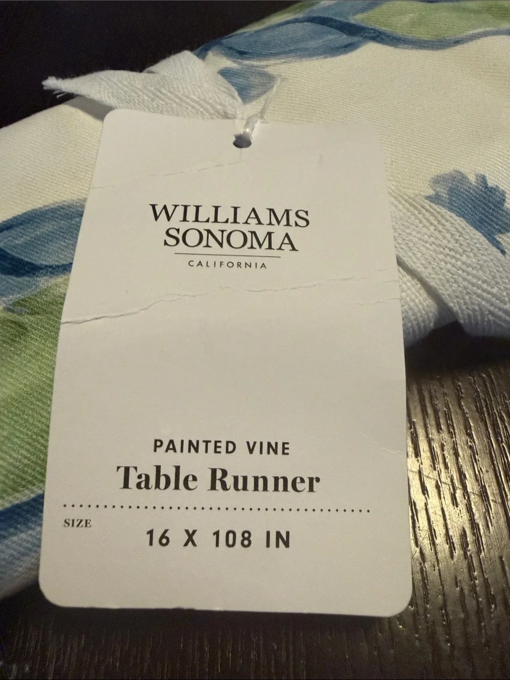 Williams Sonoma Painted Vine Table Runner New! 16” x 108”